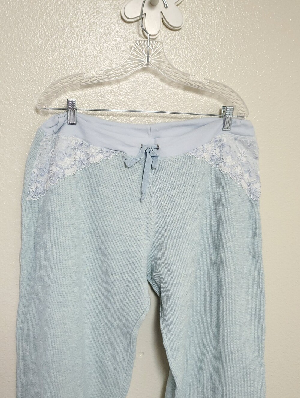 CLAIRE PETTIBONE Vintage Cottagecore Waffle Knit Lace Romantic Pajama Set XL - Picture 9 of 15
